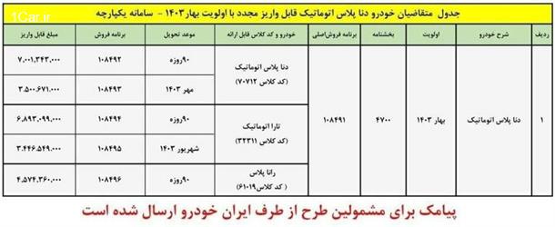 طرح فروش و پیش فروش دنا پلاس اتوماتیک (اردیبهشت 1403)